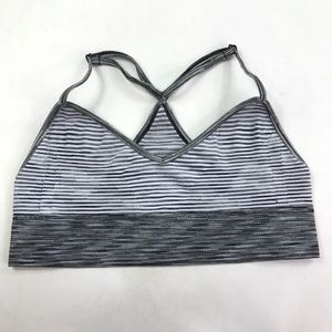 Womens Black White Stripped Sports Bra Sz M N184